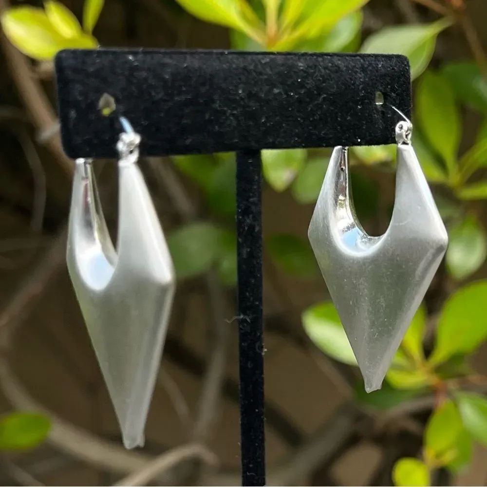 NWT New Urban Outfitters (UO) Silver Triangle Hoop Huggie Earrings